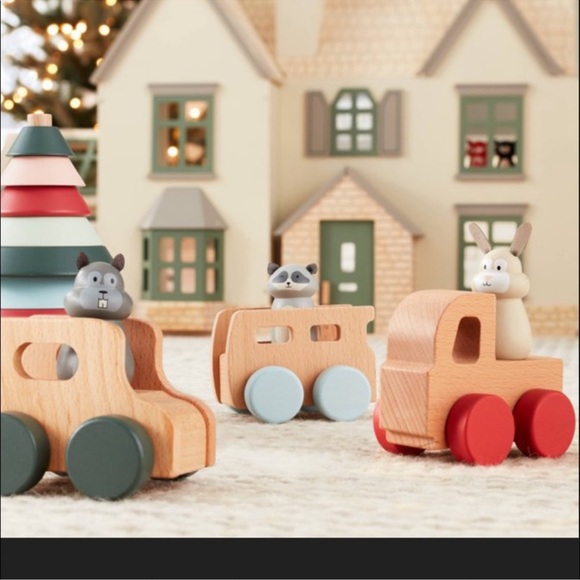 Hearth & Hand Magnolia Wooden Animal Toy Cars Set - set of 3 new Christmas Gift - Picture 3 of 5